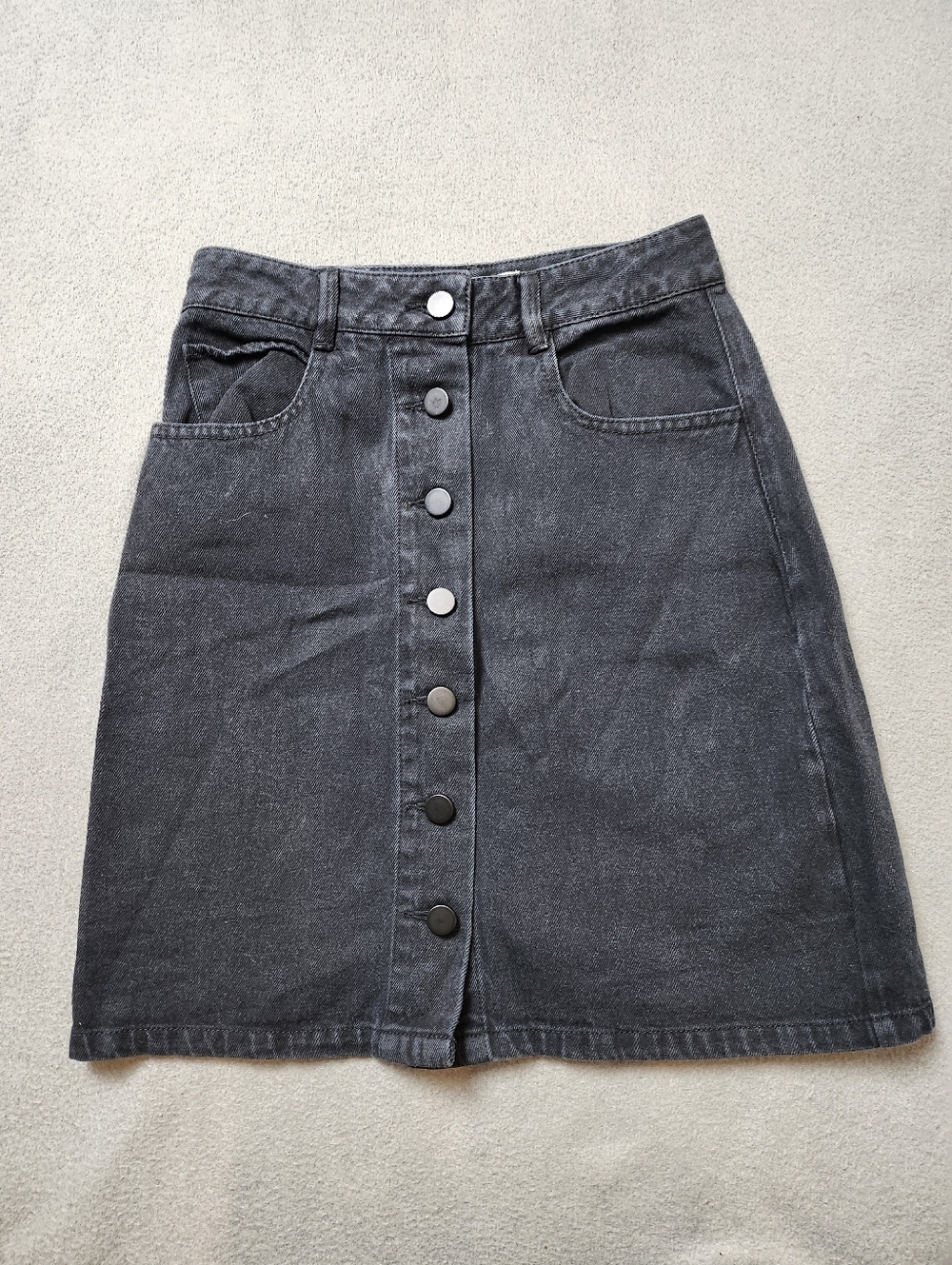 Twik Black Button-Front Mini Skirt Sz XS